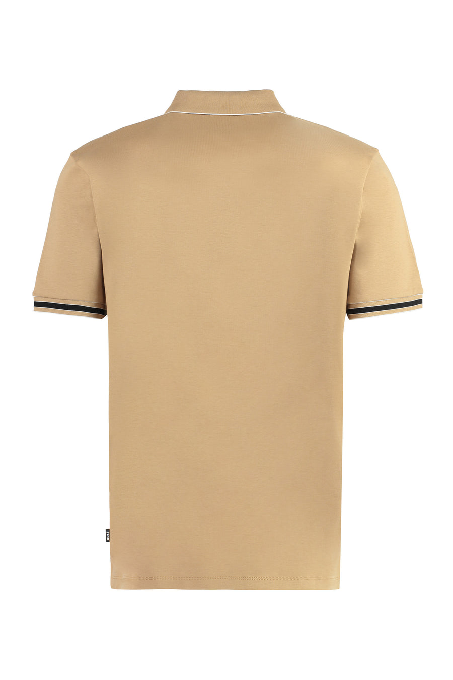 HUGO BOSS REGULAR FIT BOSS STRIPE-DETAIL POLO SHIRT | LIGHT BROWN