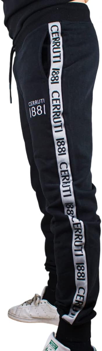 C.E.R.R.U.T.I 1881-BITTI MENS JOGGING TROUSER-WITH LOGO STRIP | BLACK