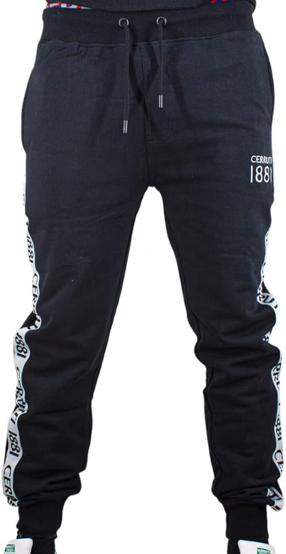 C.E.R.R.U.T.I 1881-BITTI MENS JOGGING TROUSER-WITH LOGO STRIP | BLACK