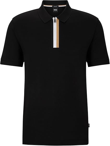 HUGO BOSS MERCERISED-COTTON POLO SHIRT | BLACK