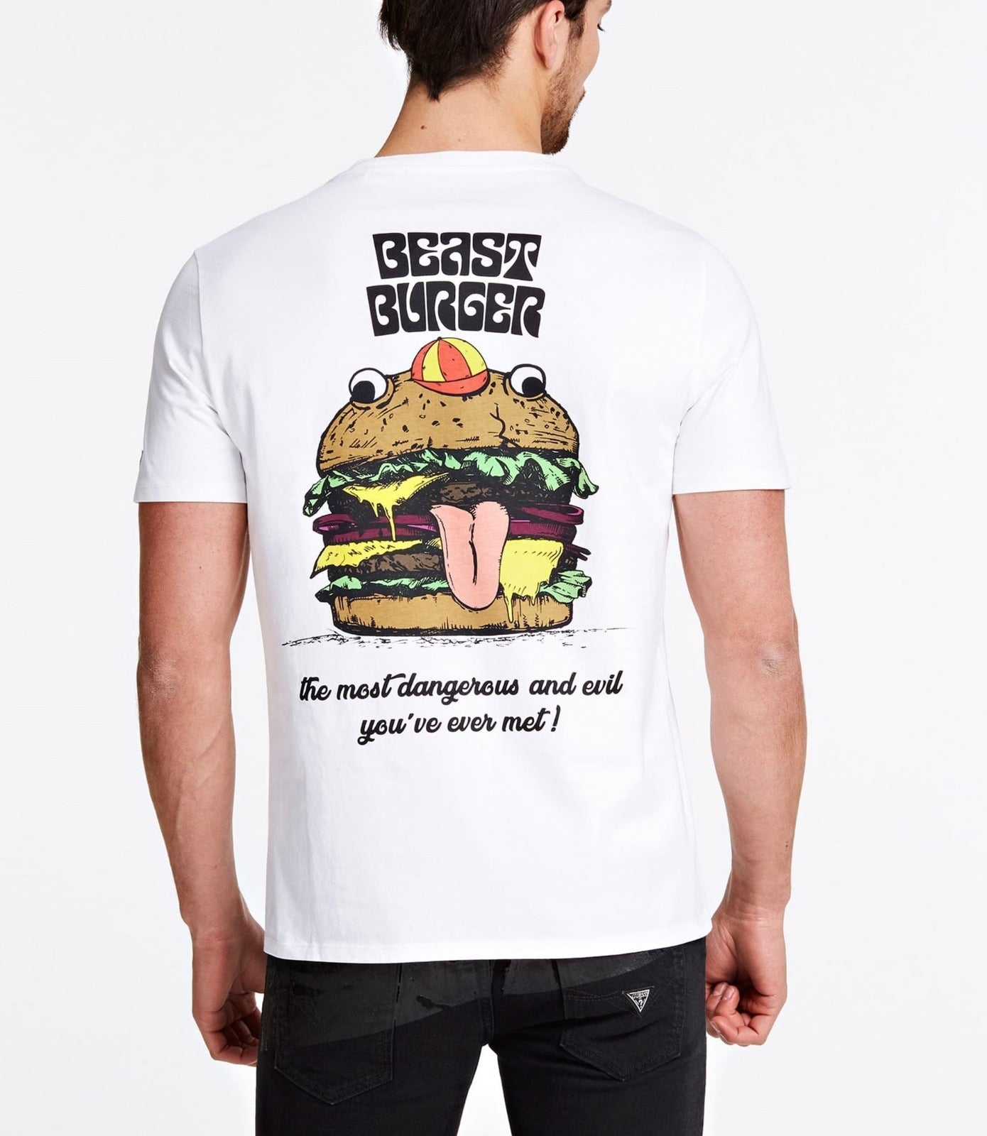 GUESS BEAST BURGER REGUALR FIT T-SHIRT | WHITE