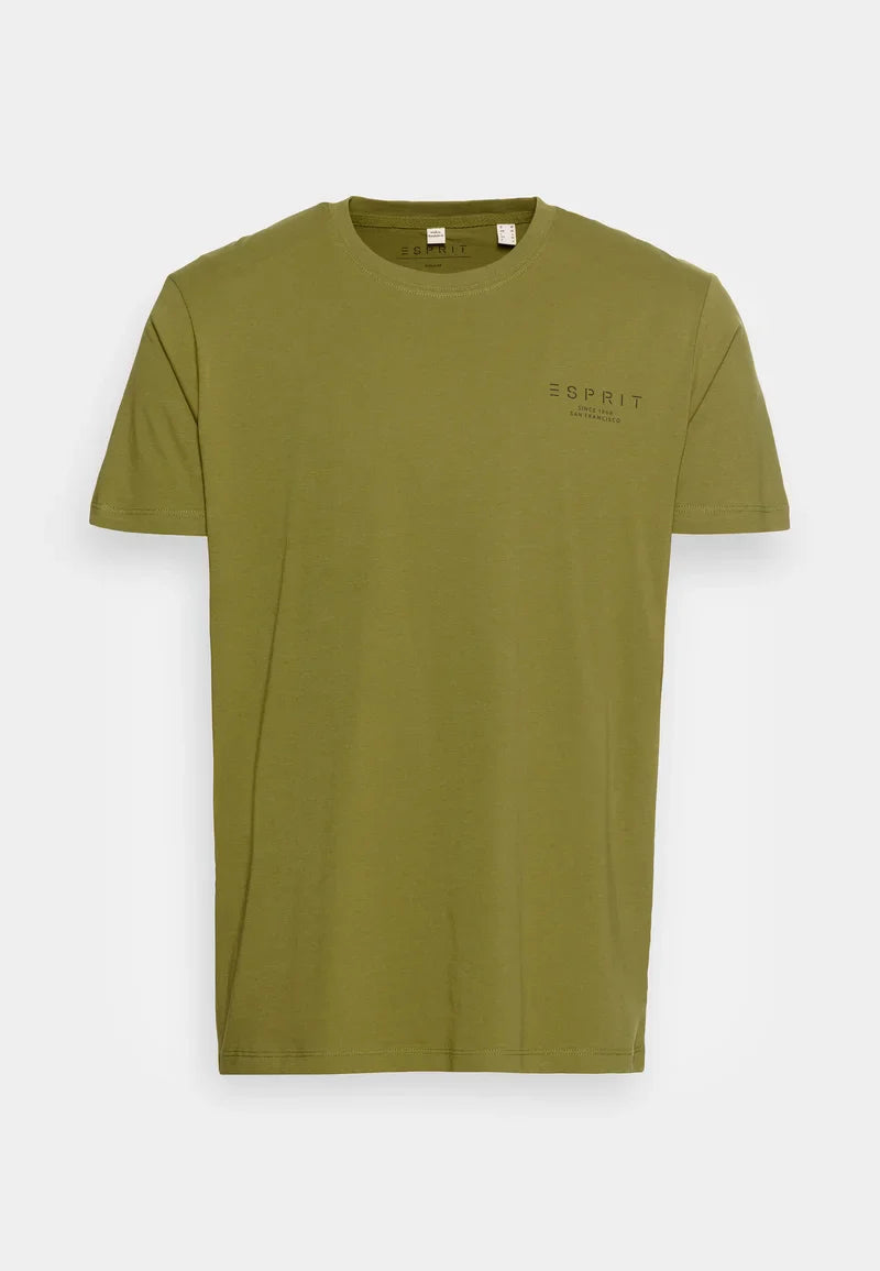 ESPRIT MEN JERSEY T-SHIRT WITH FRONT PRINT | LEAF GREEN