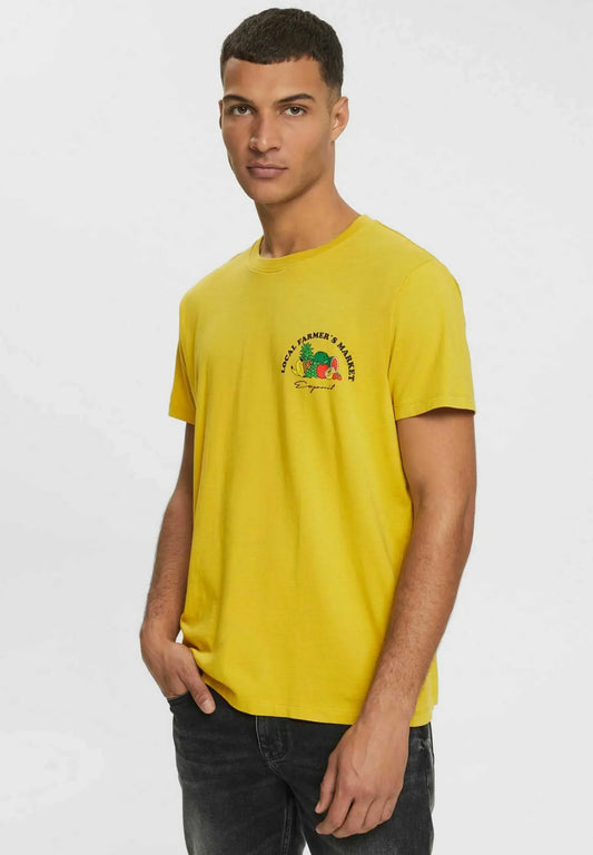 ESPRIT MEN T-SHIRT PRINT REGULER | DUSTY YELLOW