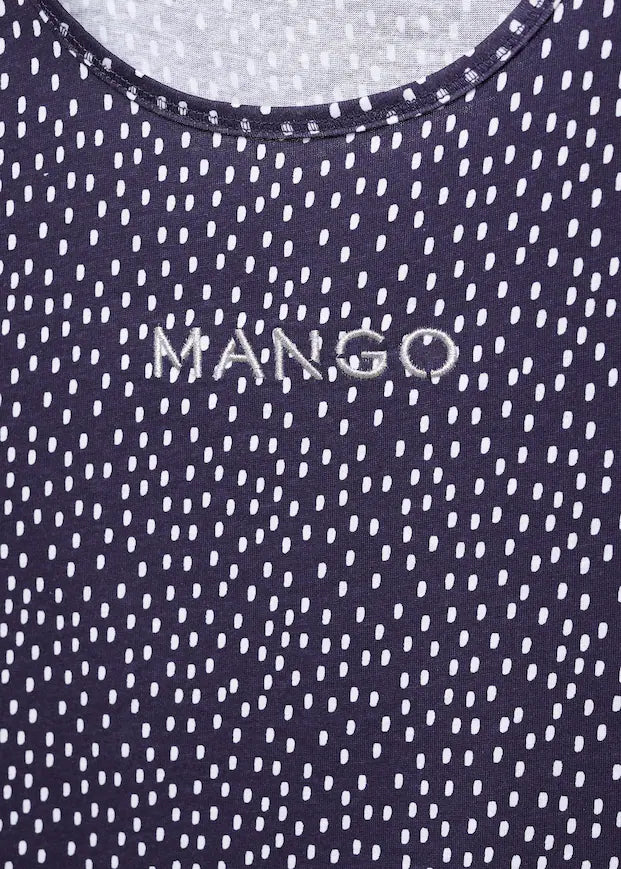 M.A.N.G.O-WOMEN EMBROIDERED LOGO T-SHIRT | NAVY