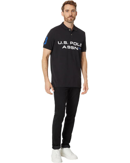 U.S POLO ASSN. PIQUE PRINTED GRAPHIC POLO-MENS | BLACK