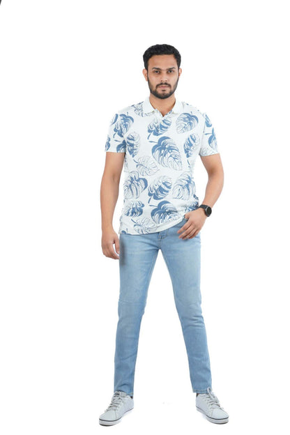 JACK & JONES FLORAL SHORT SLEEVE POLO | WHITE