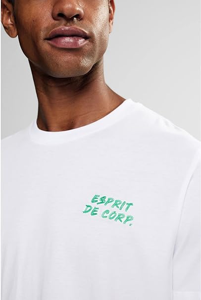 ESPRIT MEN T-SHIRT LOGO STICKEREI | WHITE