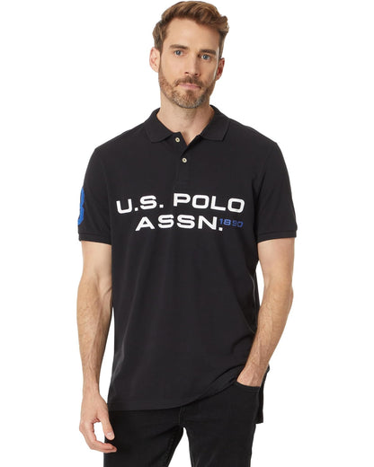 U.S POLO ASSN. PIQUE PRINTED GRAPHIC POLO-MENS | BLACK