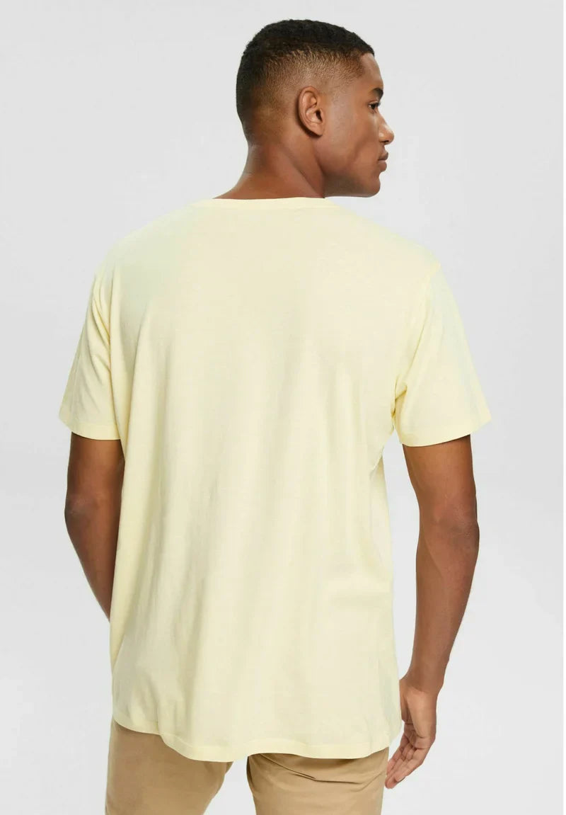 ESPRIT MEN T-SHIRT MIT PRINT | PASTEL YELLOW