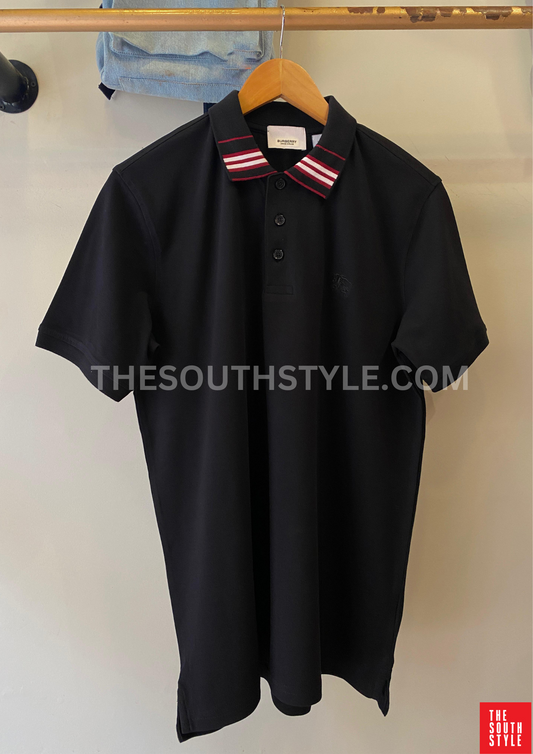 BURBERRY COTTON SILK POLO SHIRT | BLACK