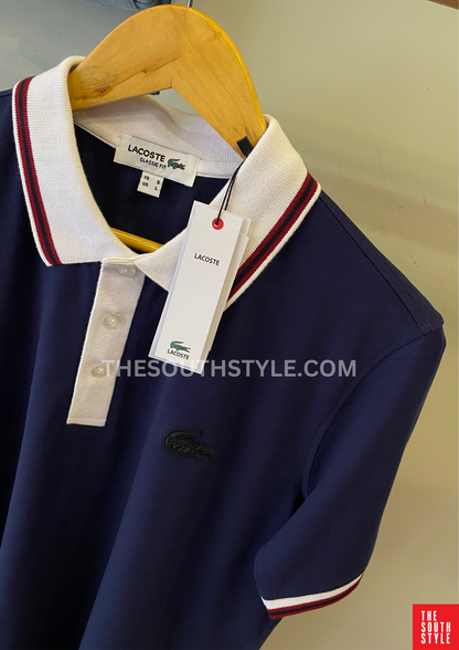 LACOSTE MEN SLIM FIT CLASSIC STRIPED POLO SHIRT | NAVY BLUE