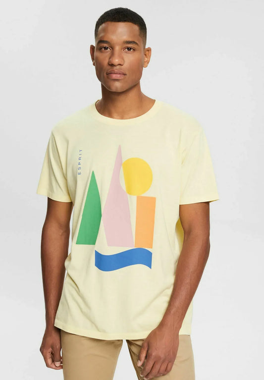 ESPRIT MEN T-SHIRT MIT PRINT | PASTEL YELLOW