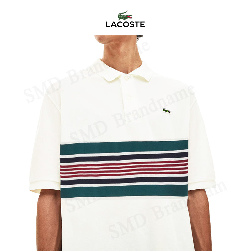 LACOSTE MEN SLIM SHORT SLEEVE EMBROIDERED LOGO SHIRT / WHITE