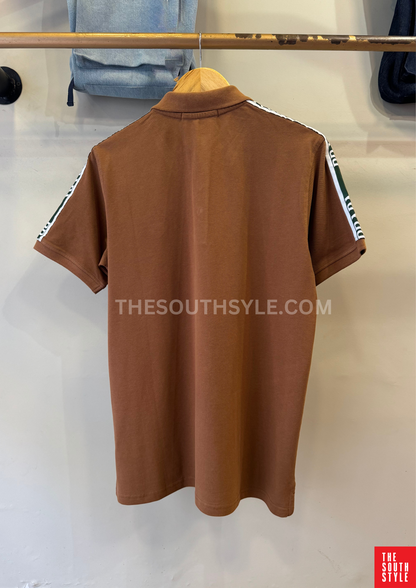 PRADA PIQUE MEN'S PLAIN TRIANGLE LOGO POLO | BROWN