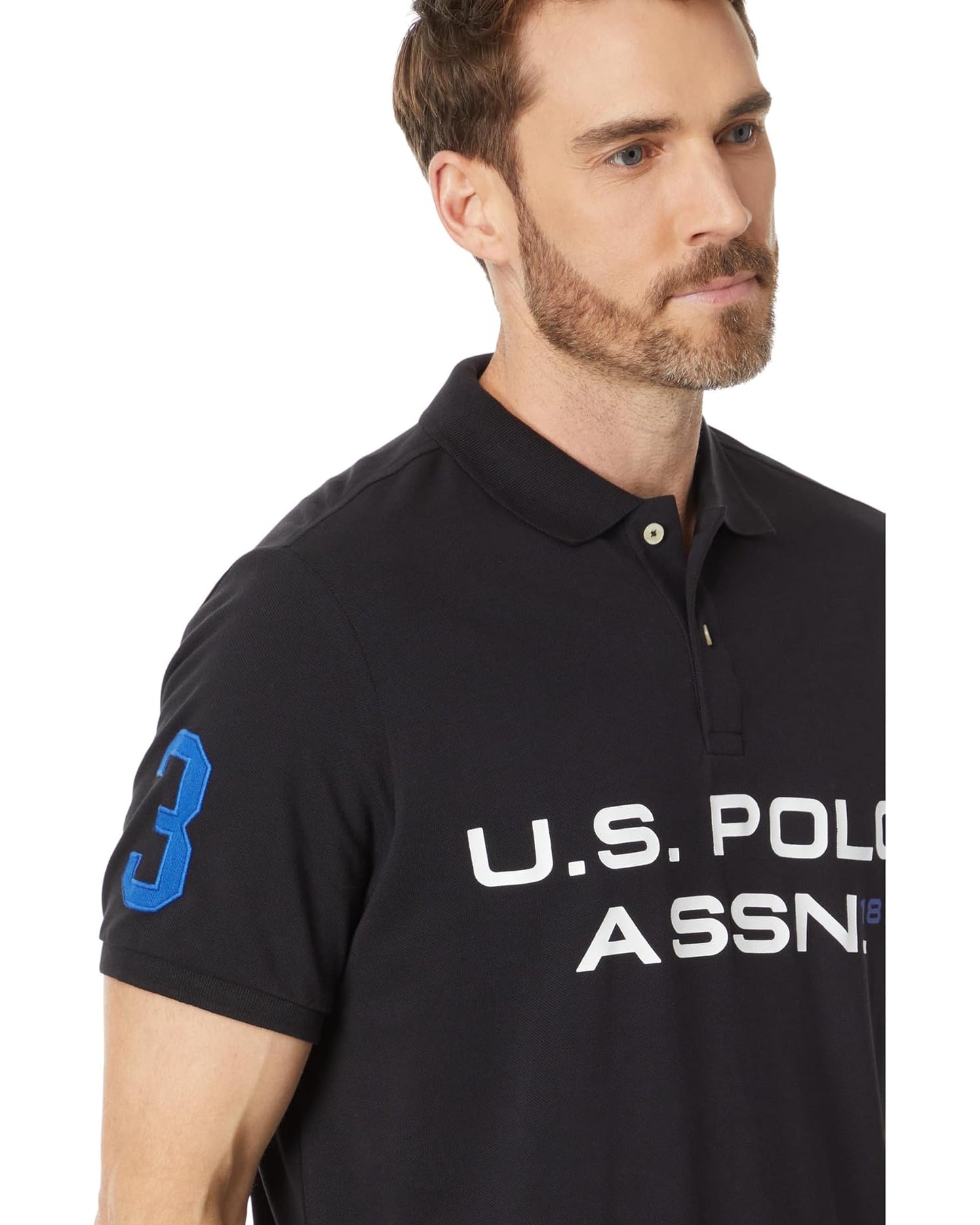 U.S POLO ASSN. PIQUE PRINTED GRAPHIC POLO-MENS | BLACK