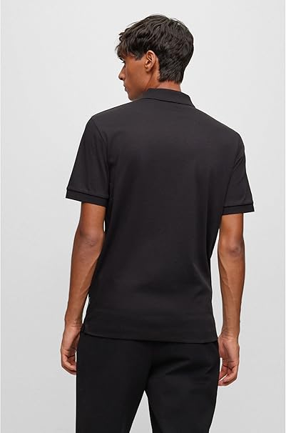 HUGO BOSS MERCERISED-COTTON POLO SHIRT | BLACK