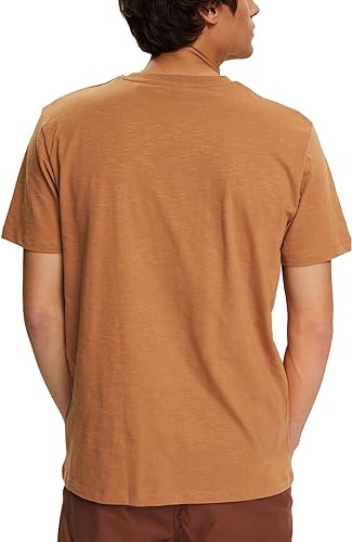 ESPRIT-MENS PREMIUM-BROWN T-SHIRT WITH BLUE CHEST STRIP