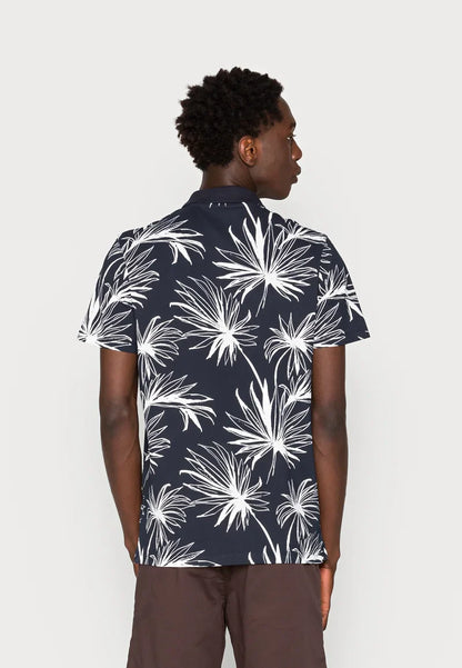 JACK & JONES FLORAL SHORT SLEEVE POLO SHIRT | NAVY BLUE