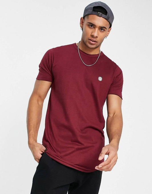 LE-BREVE. LONGLINE RAW EDGE T-SHIRT | CHOCOLATE