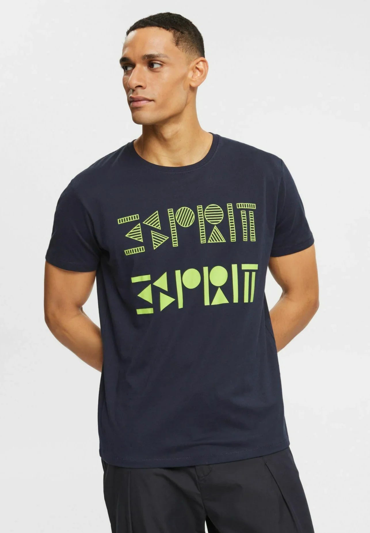 ESPRIT-MIT LOGO-PRINT T-SHIRT | NAVY BLUE