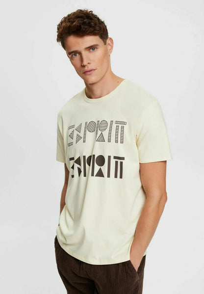 ESPRIT-MIT LOGO-PRINT T-SHIRT | CREAM