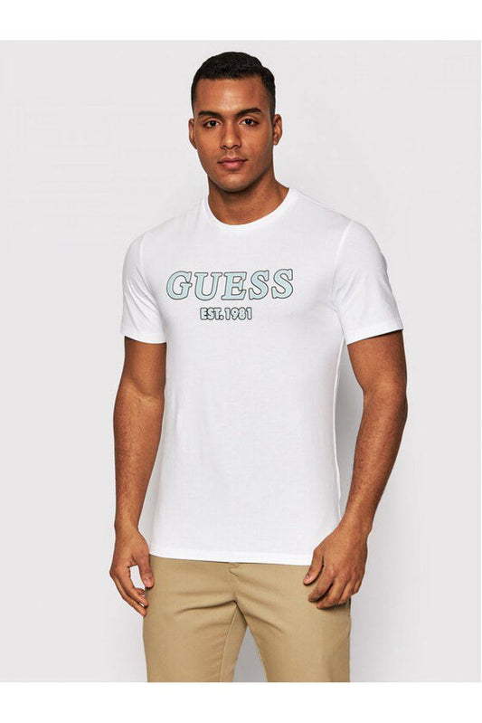 GUESS POINT CREW NECK SHORT SLEEVE TEE | WHITE