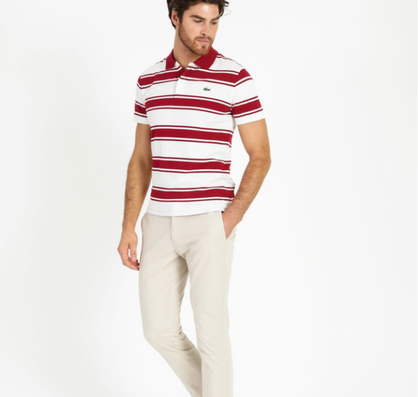 LACOSTE MEN SLIM FIT CLASSIC STRIPED POLO SHIRT | WHITE