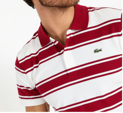 LACOSTE MEN SLIM FIT CLASSIC STRIPED POLO SHIRT | WHITE