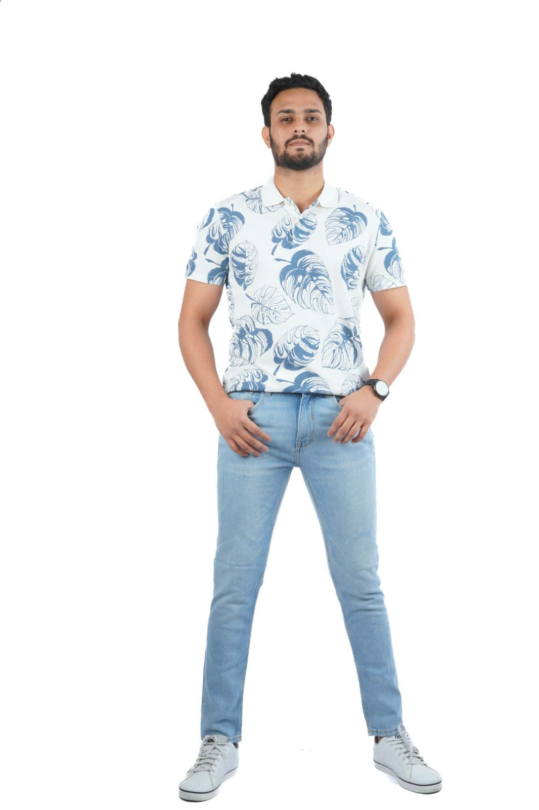 JACK & JONES FLORAL SHORT SLEEVE POLO | WHITE