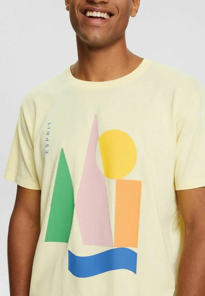 ESPRIT MEN T-SHIRT MIT PRINT | PASTEL YELLOW