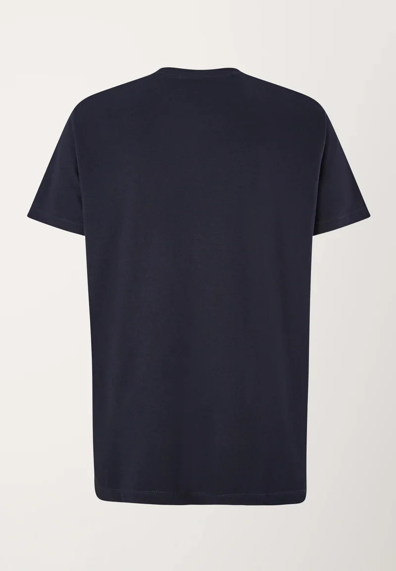 S. OLIVER. SLIM FIT T-SHIRT WITH TEXT | NAVY BLUE