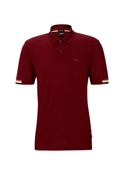 HUGO BOSS REGULAR-FIT POLO WITH EMBROIDERED LOGO | MAROON