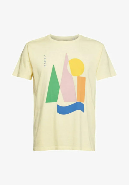 ESPRIT MEN T-SHIRT MIT PRINT | PASTEL YELLOW