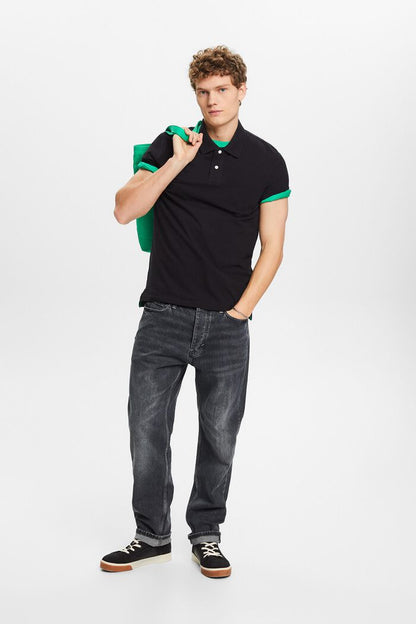 ESPRIT PIQUE SLIM FIT MEN'S POLO | BLACK