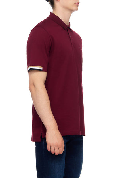 HUGO BOSS REGULAR-FIT POLO WITH EMBROIDERED LOGO | MAROON