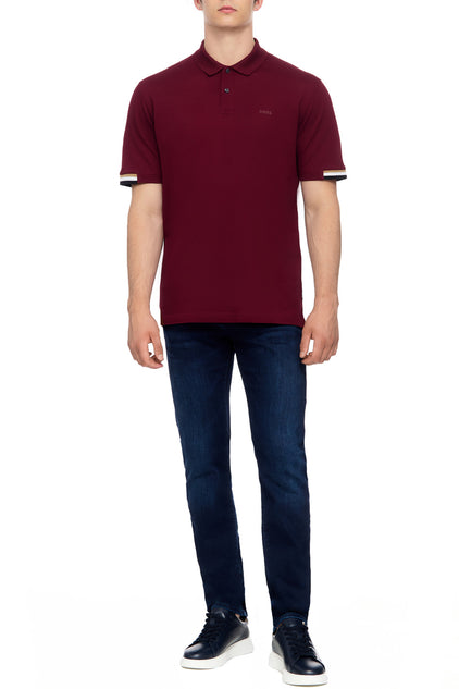 HUGO BOSS REGULAR-FIT POLO WITH EMBROIDERED LOGO | MAROON