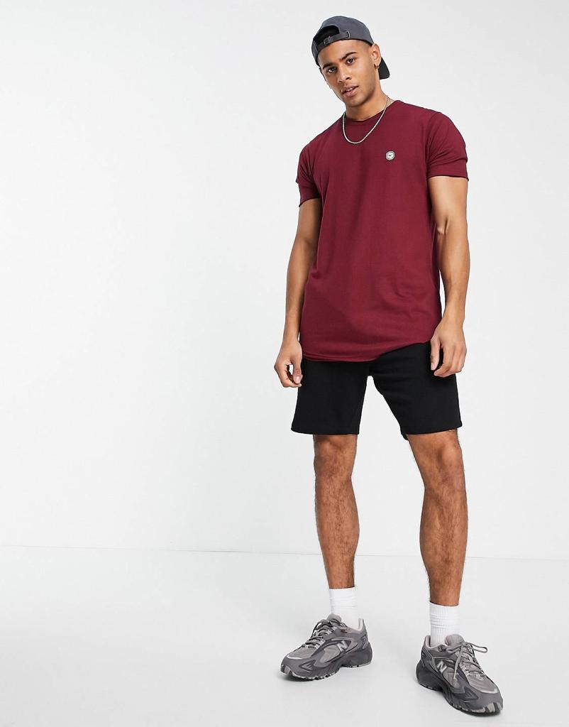 LE-BREVE. LONGLINE RAW EDGE T-SHIRT | CHOCOLATE