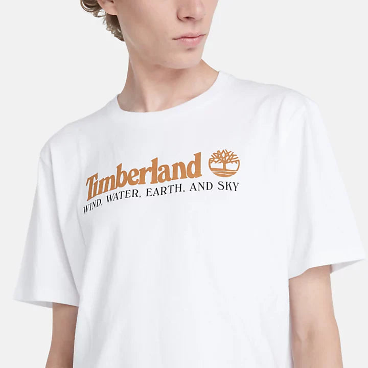 TIMBERLAND-REGULAR FIT-STACK LOGO TEE SHIRT | WHITE