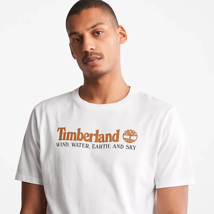 TIMBERLAND-REGULAR FIT-STACK LOGO TEE SHIRT | WHITE