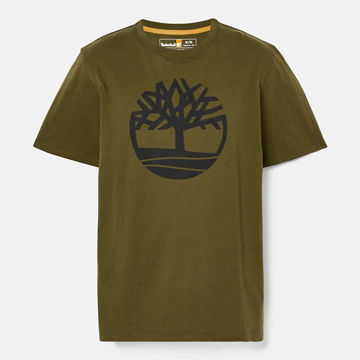 TIMBERLAND-REGULAR FIT-STACK LOGO TEE SHIRT | RED & OLIVE