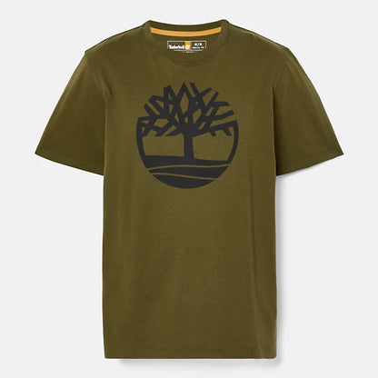 TIMBERLAND-REGULAR FIT-STACK LOGO TEE SHIRT | RED & OLIVE