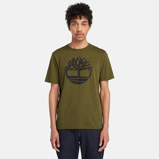 TIMBERLAND-REGULAR FIT-STACK LOGO TEE SHIRT | RED & OLIVE