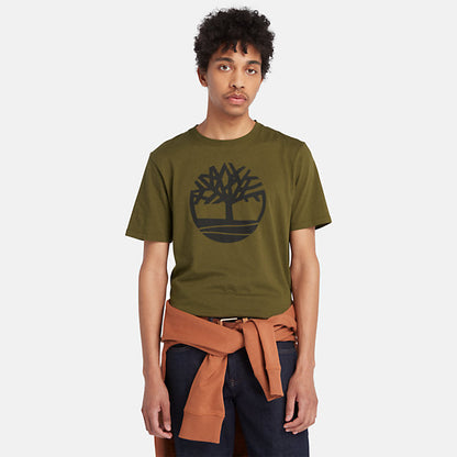 TIMBERLAND-REGULAR FIT-STACK LOGO TEE SHIRT | RED & OLIVE