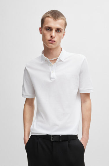 HUGO BOSS DERESO COTTON PIQUE SLIM FIT POLO | WHITE