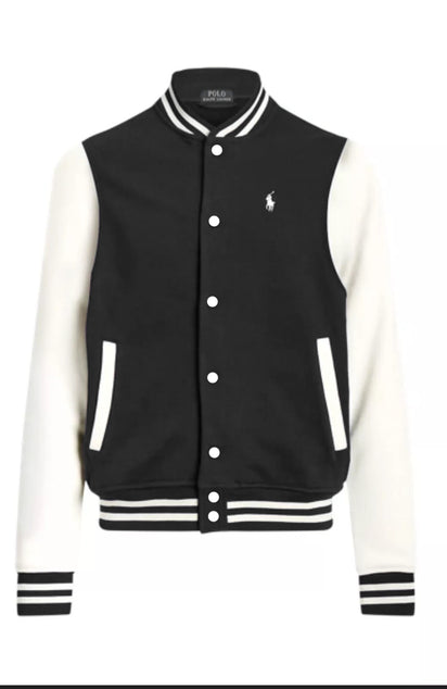 RALPH LAUREN MEN'S SLIM FIT VARSITY BASEBALL JACKET | BLACK