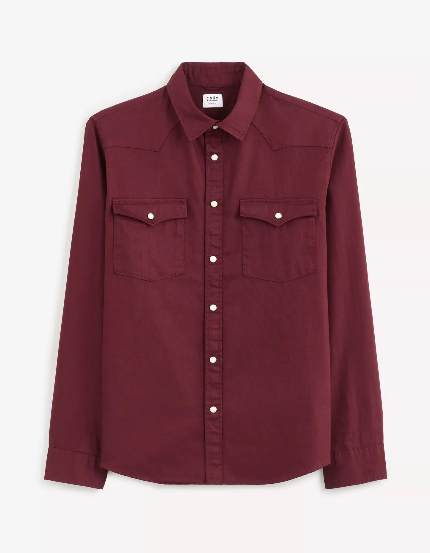 CELIO. DENIM SHIRT MODERN FIT CANDENLO MEN | BURGUNDY