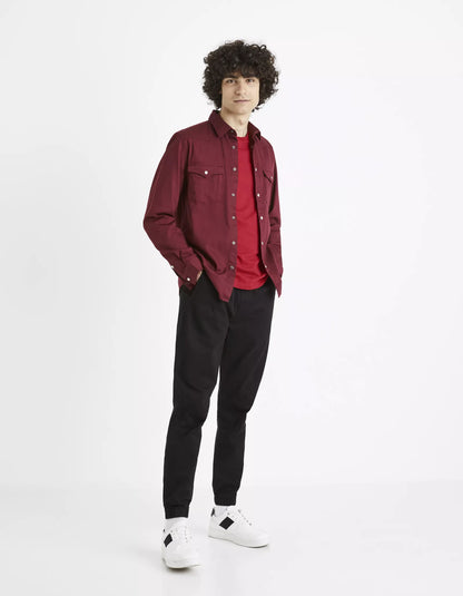 CELIO. DENIM SHIRT MODERN FIT CANDENLO MEN | BURGUNDY