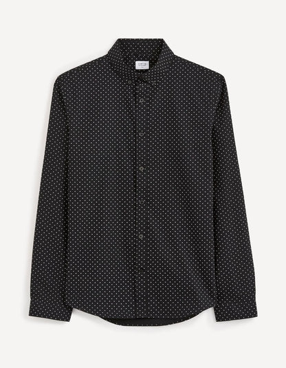 CELIO PRINTED LONG SLEEVES CASUAL SHIRT | BLACK