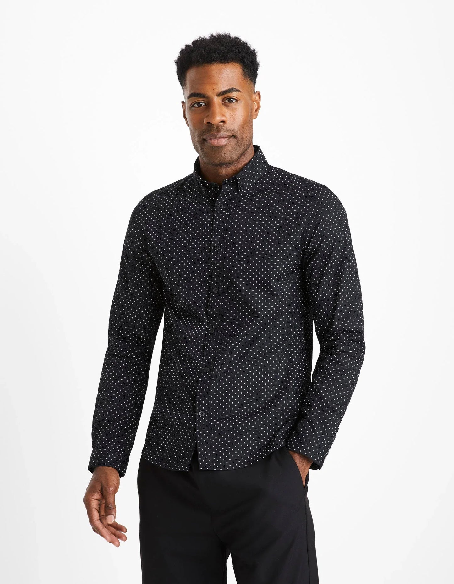 CELIO PRINTED LONG SLEEVES CASUAL SHIRT | BLACK