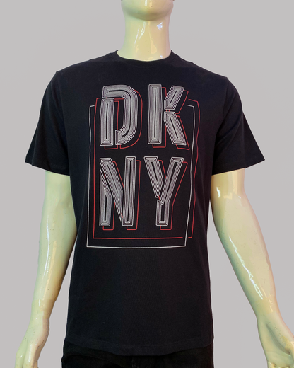 DONNA KARAN NEW YORK MEN'S DKNY BARKER LOGO TEE SHIRT | BLACK